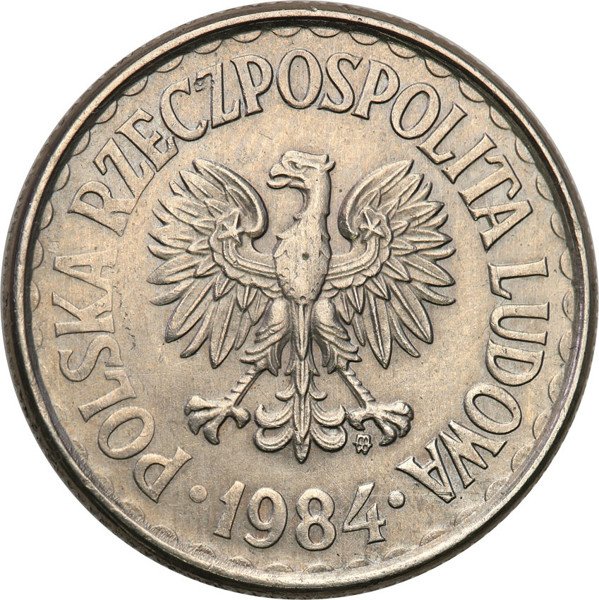 PRL. PRÓBA miedzionikiel 1 złoty 1984 bez napisu - Ilustrowana